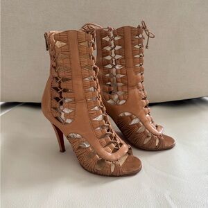 Christian Louboutin Tan Lace-Up heels